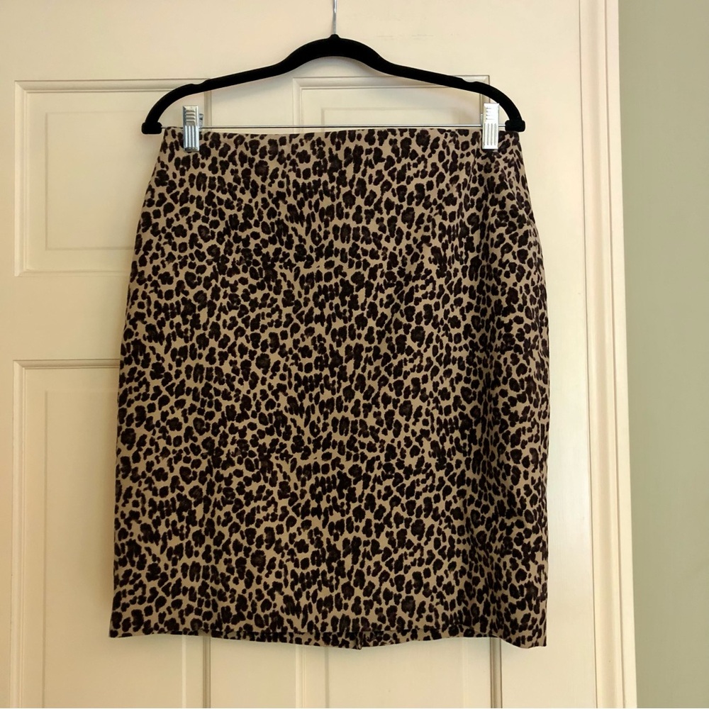 Talbots Leopard Print Pencil Skirt in Tan and Black